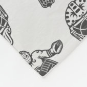 ヴィンテージインスパイアホッケーゴアリーとマスクパターン フリースブランケット (角)