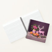 ヴィンテージインスパイアホリデースティルライフとピンクディアー ノートブック (内部)
