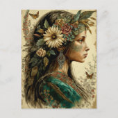 ヴィンテージインスパイアボヘミアン女性はがき ポストカード (正面)