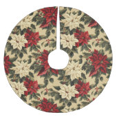 ヴィンテージインスパイアポインセチア模様 ブラッシュドポリエステルツリースカート (正面)