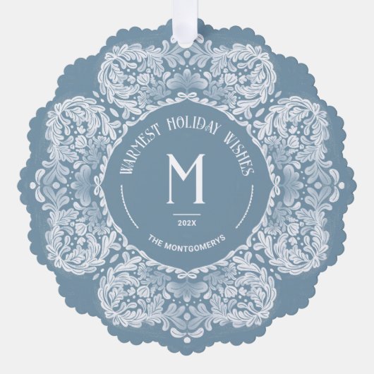 ヴィンテージインスパイアモノグラムホリデーカードオーナメント オーナメントカード (正面)