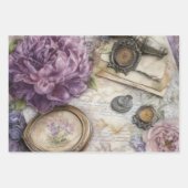 ヴィンテージインスパイアラベンペオニー ラッピングペーパーシート (正面2)