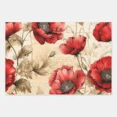 ヴィンテージインスパイアレッドポピー ラッピングペーパーシート (正面2)