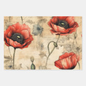 ヴィンテージインスパイアレッドポピー ラッピングペーパーシート (正面)