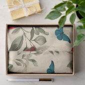 ヴィンテージインスパイアレッドローズ&バタフライ 薄葉紙 (ギフト)