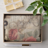 ヴィンテージインスパイアレッド・ローズ&ストリングティッシュペーパー 薄葉紙 (ギフト)