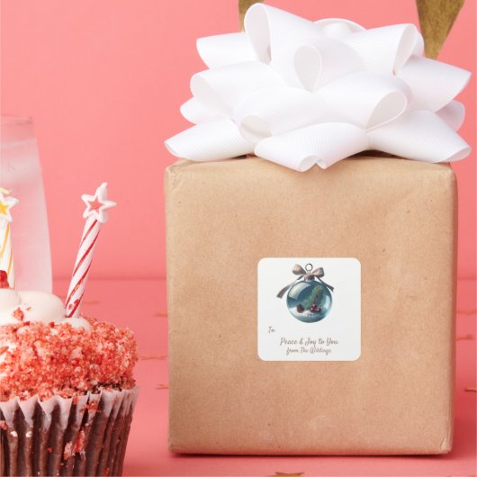 ヴィンテージインスパイア休日の贈り物ラベルラベル スクエアシール (パーティー)