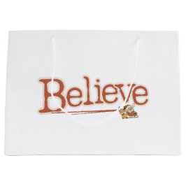 ヴィンテージインスパイア信じ魅力的ホリデーラッピング ラージペーパーバッグ