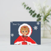 ヴィンテージインスパイア可愛い小さな女の子サンキューカード ポストカード (スタンド正面)