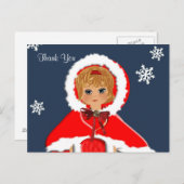 ヴィンテージインスパイア可愛い小さな女の子サンキューカード ポストカード (正面/裏面)