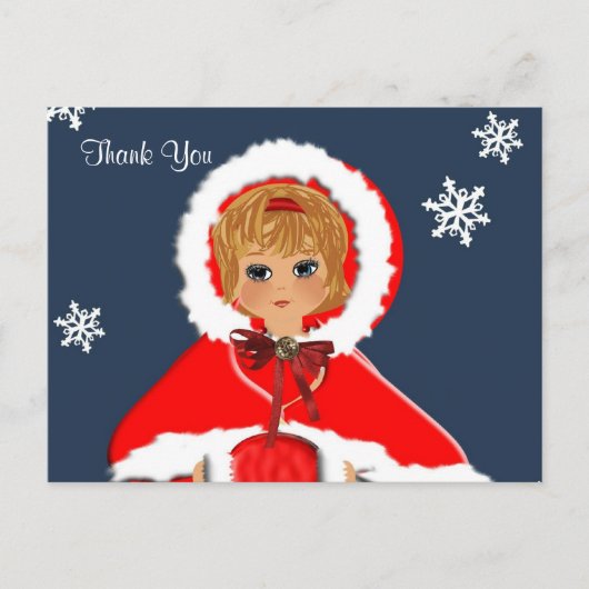ヴィンテージインスパイア可愛い小さな女の子サンキューカード ポストカード (正面)
