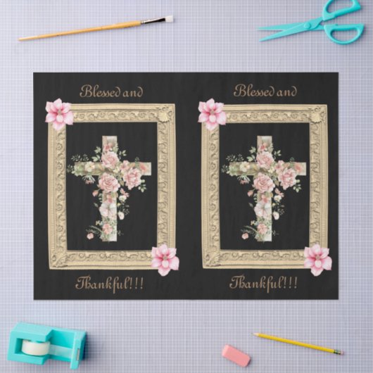 ヴィンテージインスパイア枠フローラのクロススクリプト 薄葉紙 (クラフト)