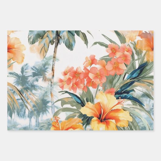 ヴィンテージインスパイア海花模様 ラッピングペーパーシート (正面)