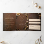 ヴィンテージインスパイア演劇三つ結婚折 三つ折り招待状 (内部)