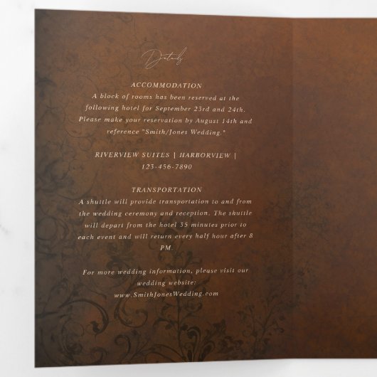 ヴィンテージインスパイア演劇三つ結婚折 三つ折り招待状 (内部最初)