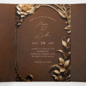 ヴィンテージインスパイア演劇三つ結婚折 三つ折り招待状 (内部中)