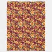 ヴィンテージインスパイア秋のデリケート花模様カボチャ フリースブランケット (正面)
