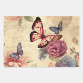 ヴィンテージインスパイア花模様 ラッピングペーパーシート (正面3)