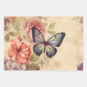 ヴィンテージインスパイア花模様 ラッピングペーパーシート (正面2)