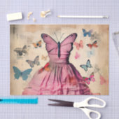 ヴィンテージインスパイア蝶&ドレスティッシュペーパー 薄葉紙 (クラフト)