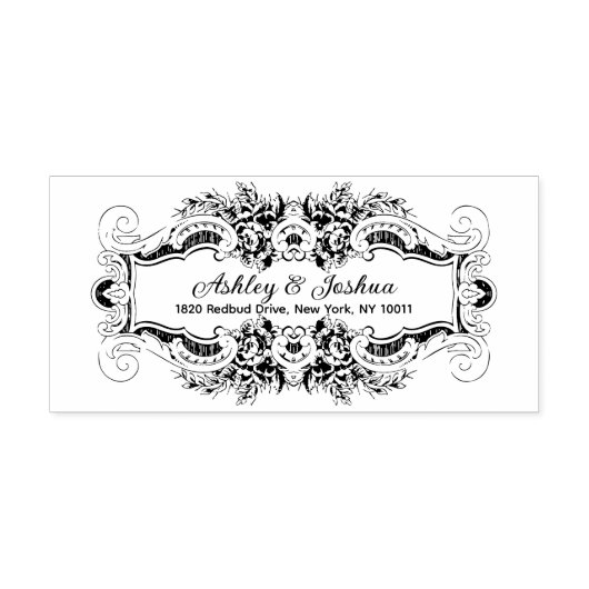 ヴィンテージインスパイア装飾フローラ差出人住所 セルフインキングスタンプ (デザイン)