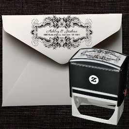 ヴィンテージインスパイア装飾フローラ差出人住所 セルフインキングスタンプ