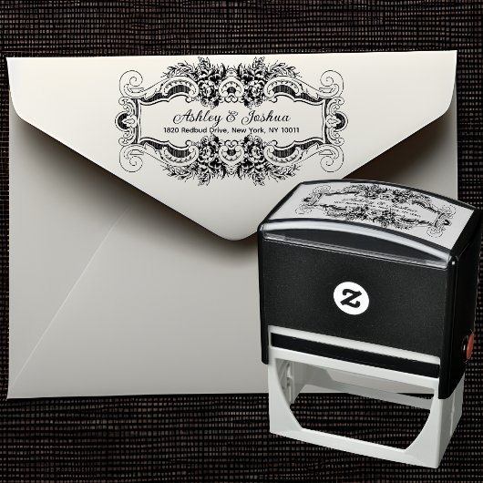 ヴィンテージインスパイア装飾フローラ差出人住所 セルフインキングスタンプ