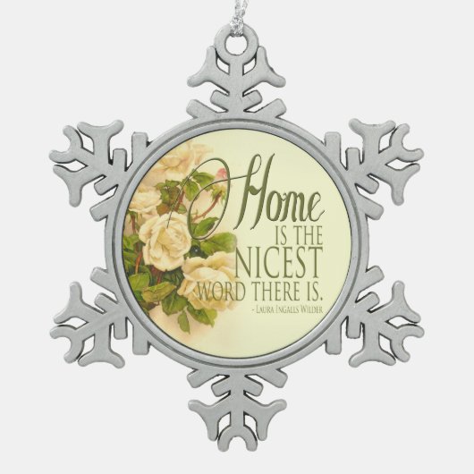 ヴィンテージインスパイア装飾品 スノーフレークピューターオーナメント (正面)