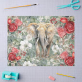 ヴィンテージインスパイア象と赤のバラのデクページ 薄葉紙 (クラフト)