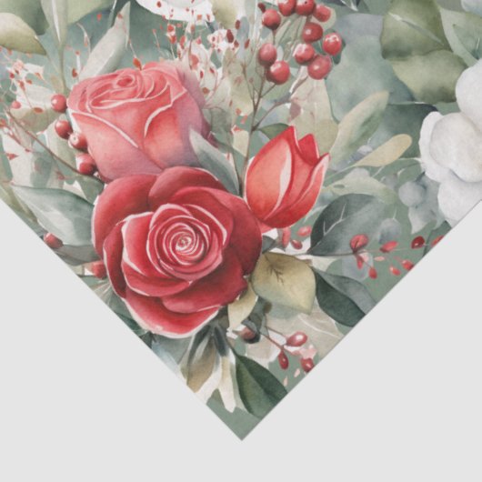 ヴィンテージインスパイア象と赤のバラのデクページ 薄葉紙 (詳細)