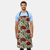 ヴィンテージインスパイア赤ケシ柄 エプロン (着用した状態)