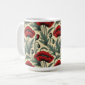 ヴィンテージインスパイア赤ケシ柄 コーヒーマグカップ (正面左)