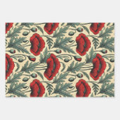 ヴィンテージインスパイア赤ケシ柄 ラッピングペーパーシート (正面3)