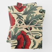 ヴィンテージインスパイア赤ケシ柄 ラッピングペーパーシート (インサイチュ)