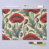 ヴィンテージインスパイア赤ケシ柄 薄葉紙 (クラフト)