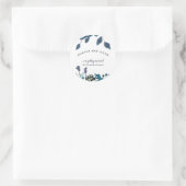 ヴィンテージインスパイア青フローラ追加名結婚付け日 ラウンドシール (バッグ)