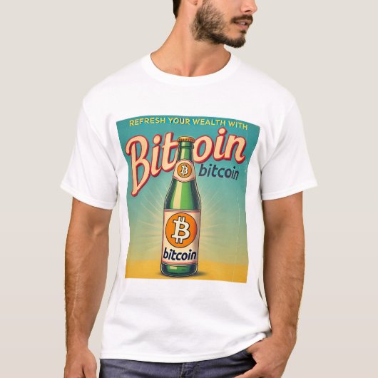 ヴィンテージインスパイアBitcoin BTC Cryptocurrencyデザイン Tシャツ (正面)