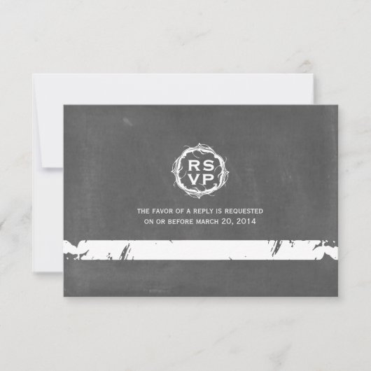 ヴィンテージインスパイアChalkboard Wedding RSVP (正面)