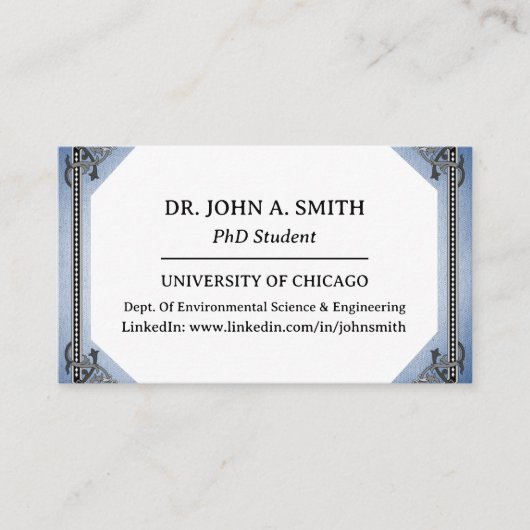 ヴィンテージインスパイアPhD学生ビジネス用カード 名刺 (正面)
