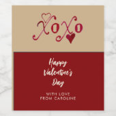 ヴィンテージインスパイアXXOO手入力バレンタイン ワインラベル (シングルラベル)