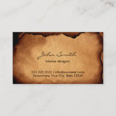 ヴィンテージインテリアデザイナの古い紙の背景 名刺 (正面)