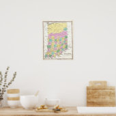 ヴィンテージインディアナの地図（1827年） ポスター (キッチン)