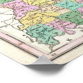 ヴィンテージインディアナの地図（1827年） ポスター (角)