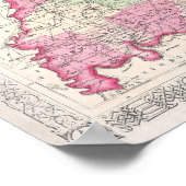 ヴィンテージインディアナの地図（1864年） ポスター (角)