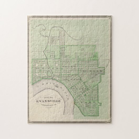 ヴィンテージインディアナの地図（1876年） ジグソーパズル (縦)