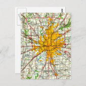 ヴィンテージインディアナポリスの地図 ポストカード (正面/裏面)