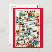 ヴィンテージインディアナ州イラスト ポストカード (正面/裏面)