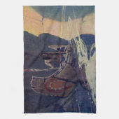 ヴィンテージインディアンカヌパドリングサンクラシック キッチンタオル (縦)