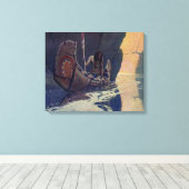 ヴィンテージインディアンカヌパドリングサンクラシック キャンバスプリント (インサイチュ (ウッドフロア))