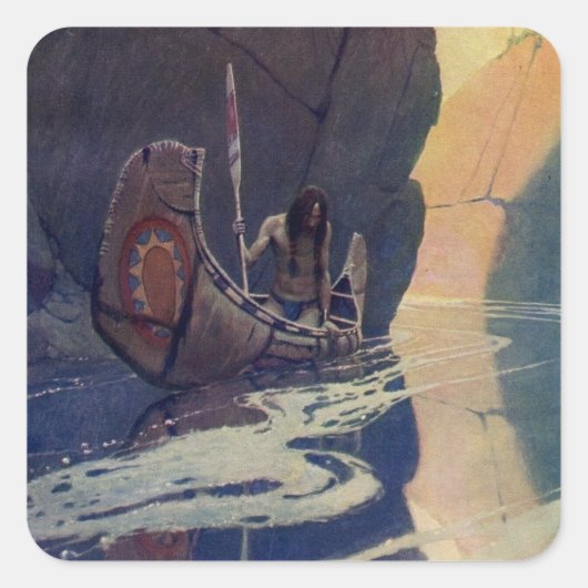 ヴィンテージインディアンカヌパドリングサンクラシック スクエアシール (正面)